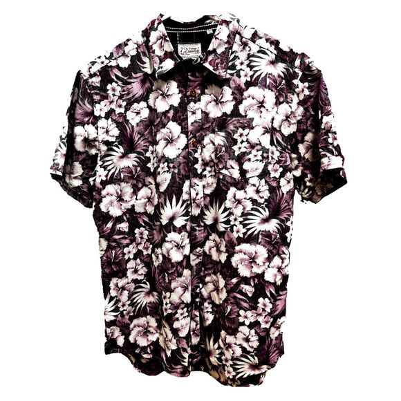 7 Diamonds Other - 7 Diamonds Vintage Floral Button-Down Shirt Plum Purple Tropical Men's Medium